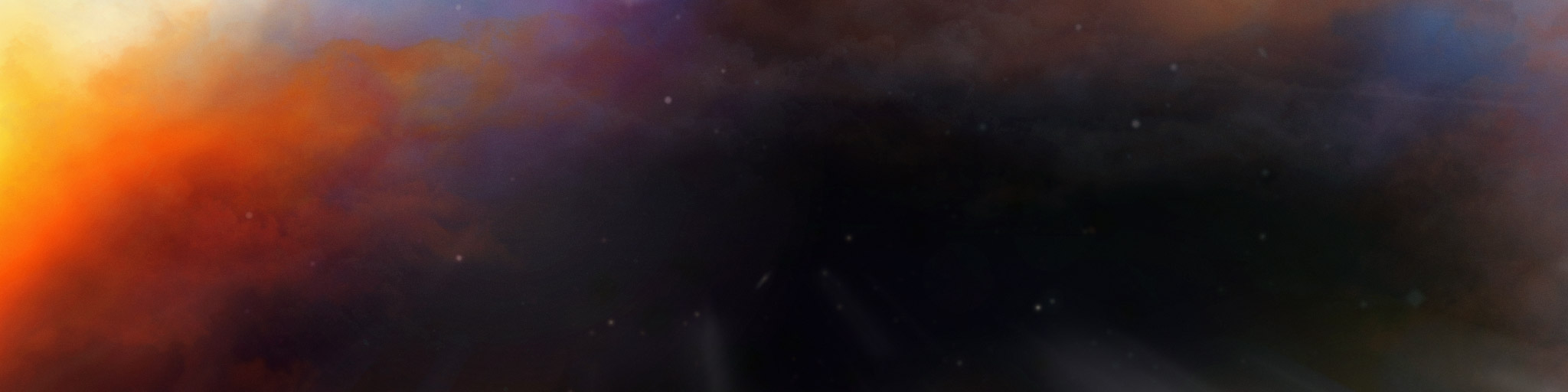 Abstrakter Weltraumnebel mit orangefarbenem Leuchten und Sternen