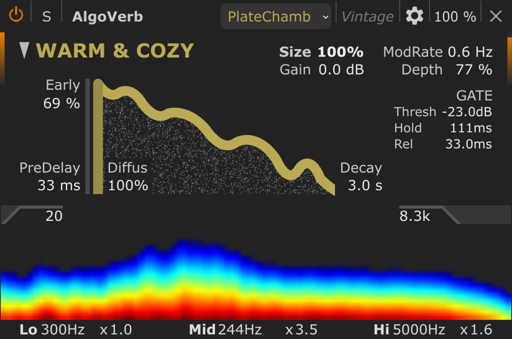 Audio-Reverb-Plugin mit Warm & Cozy Preset