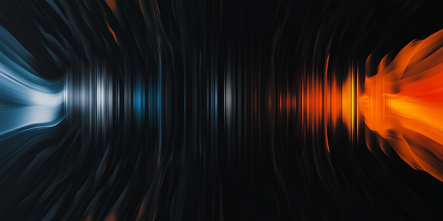 Abstrakte blaue und orange Lichtwellen auf dunklem Hintergrund