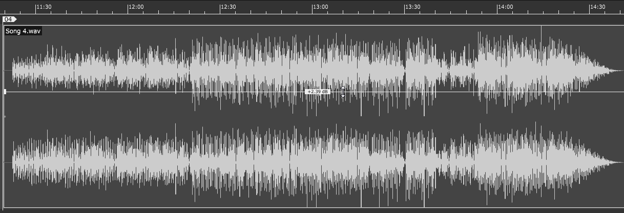 Clip gain adjustment of an audio clip