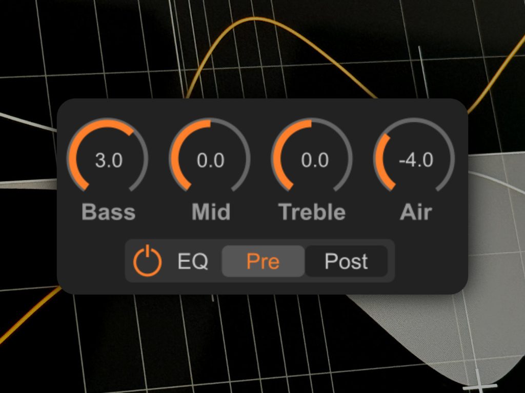 Audio-Equalizer mit Bass-, Mitten- und Höhenreglern