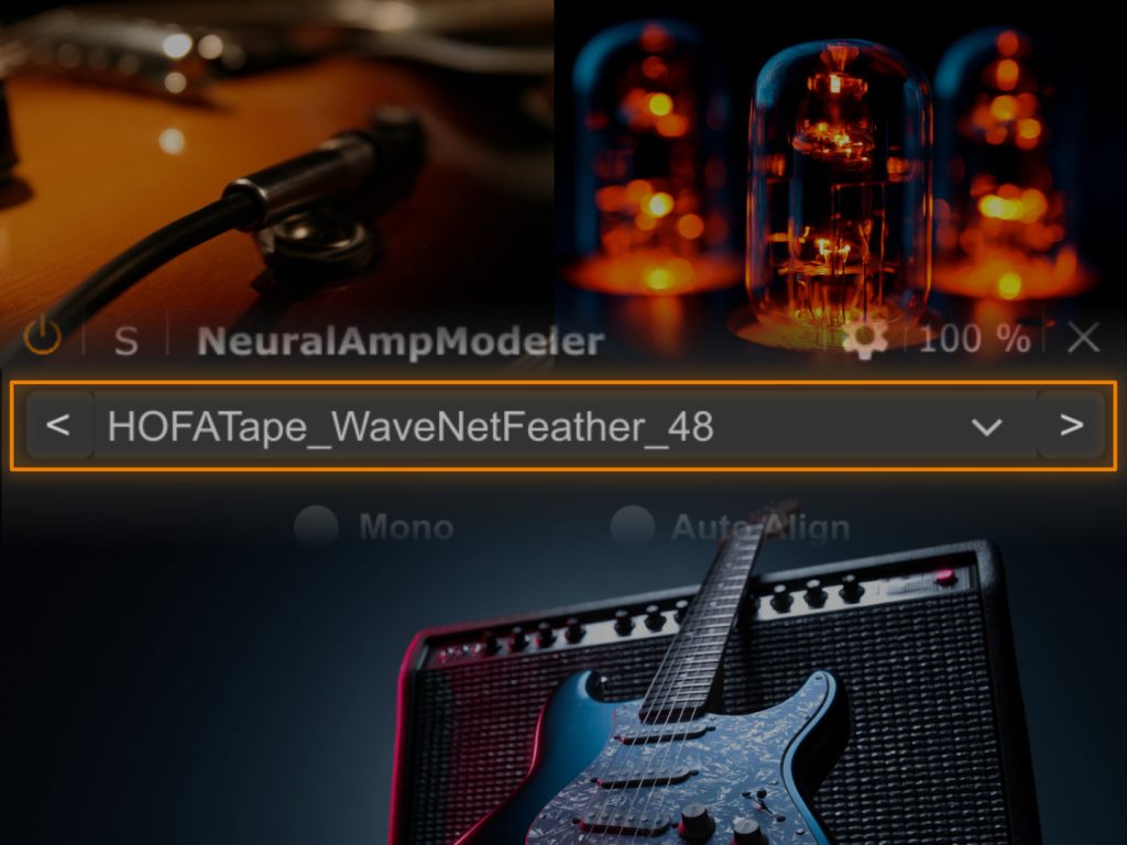 Gitarrenverstärker-Plugin mit Röhren und E-Gitarre