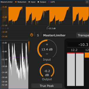 Audio-Mastering-Software mit Limiter und Pegelanzeigen