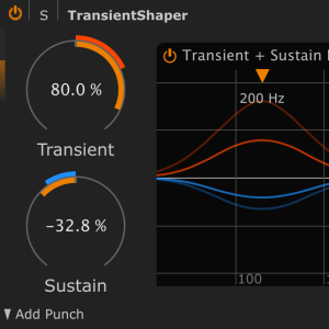 Audio-Plugin TransientShaper mit Transient- und Sustain-Reglern