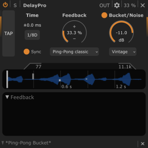 Audio-Plugin DelayPro Benutzeroberfläche mit Einstellungen